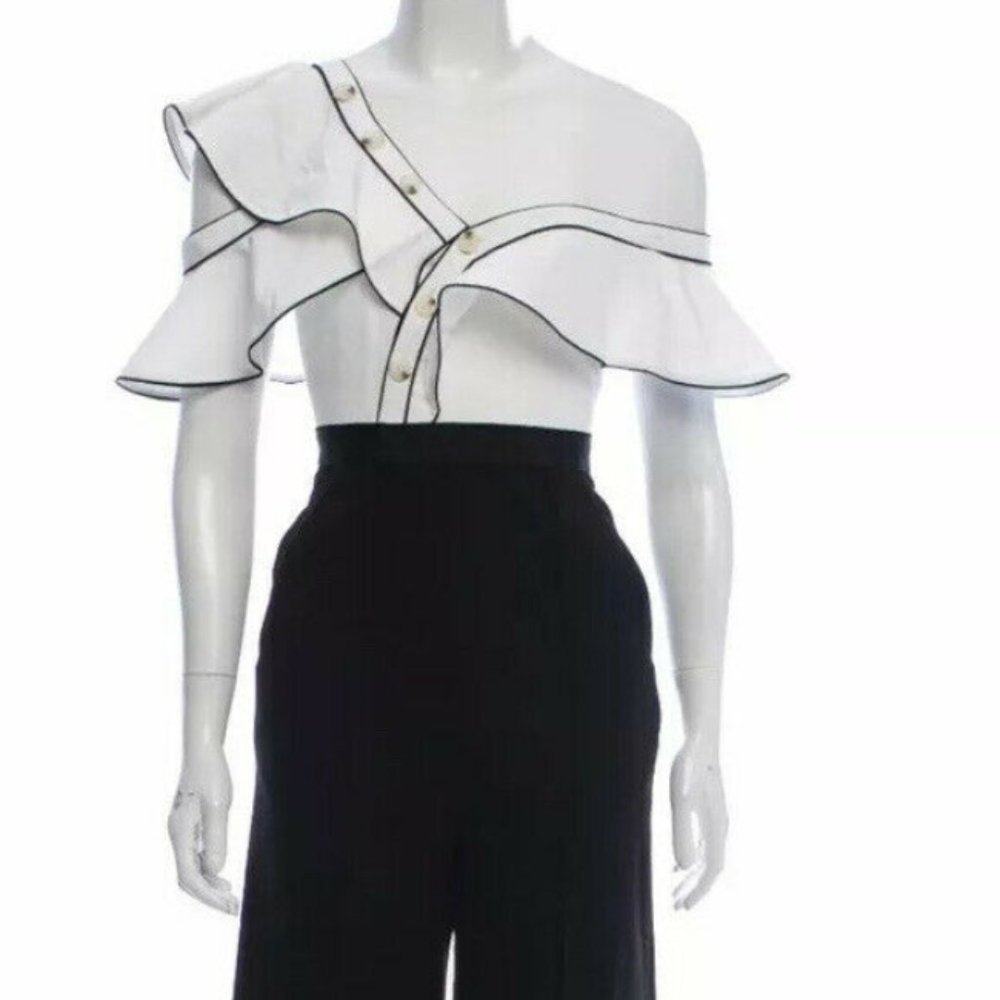 Self Portrait B&W Ruffle Jumpsuit | Night Out | Size 0 - Picture 5 of 17